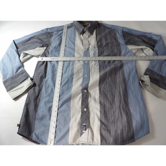 Mecca Since Day One Shirt Mens XL Western Stripes Blue Collar Button Down - Picture 9 of 13